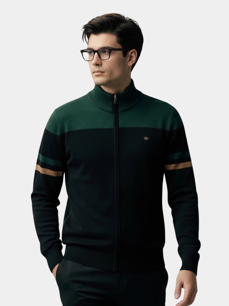 Cardigan Sweater Zipper Standing Collar Knitwear