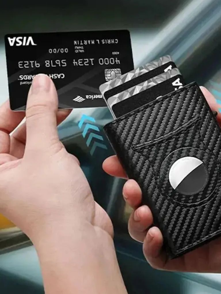 Carbon Fiber Wallet with Air Tag Holder RFID Blocking - Cross & Crown - Cross & Crown