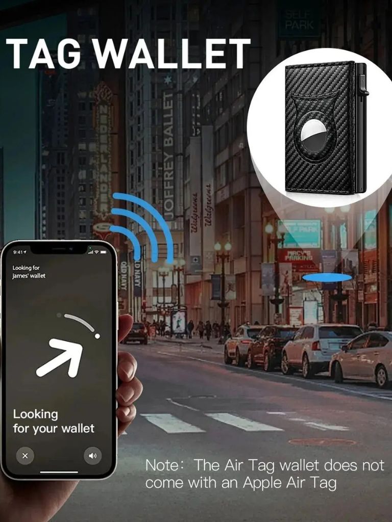 Carbon Fiber Wallet with Air Tag Holder RFID Blocking - Cross & Crown - Cross & Crown