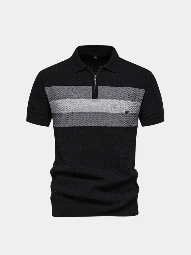 Classic Fit Quarter Zip Business Casual Short Sleeves Polo - Cross & Crown - Cross & Crown