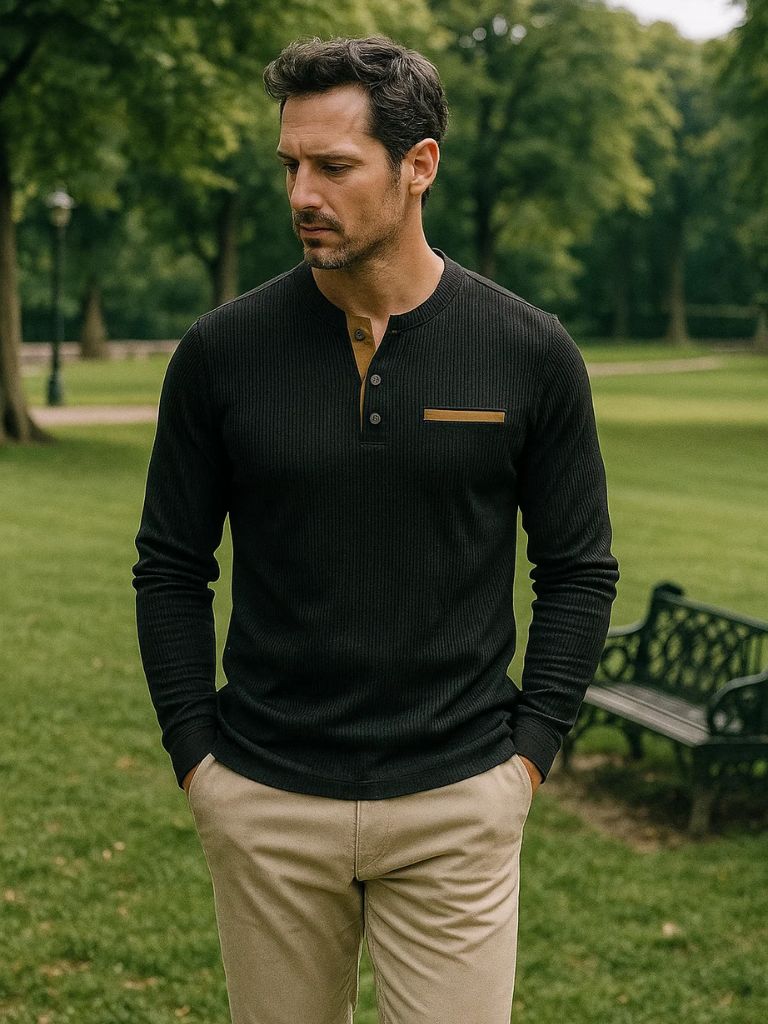 Corduroy Long Sleeve T-Shirt - Cross & Crown - Cross & Crown