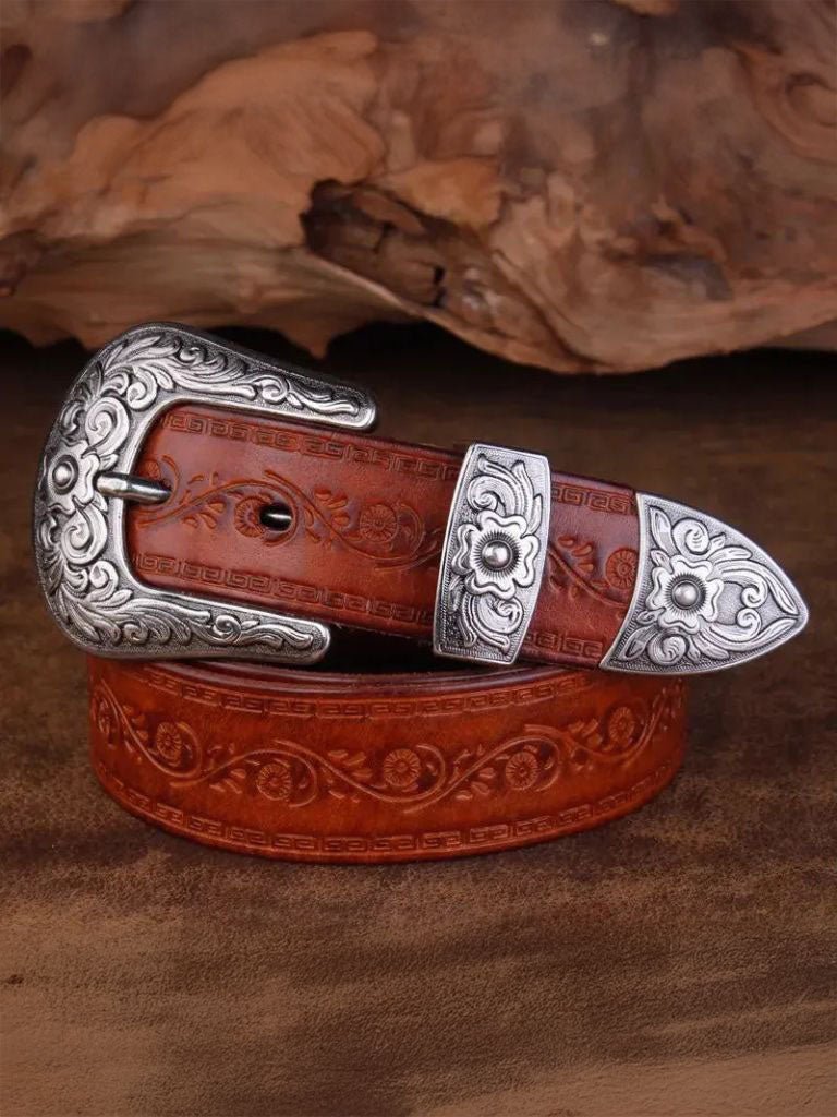 Elegant Western Leather Belt - Cross & Crown - Cross & Crown