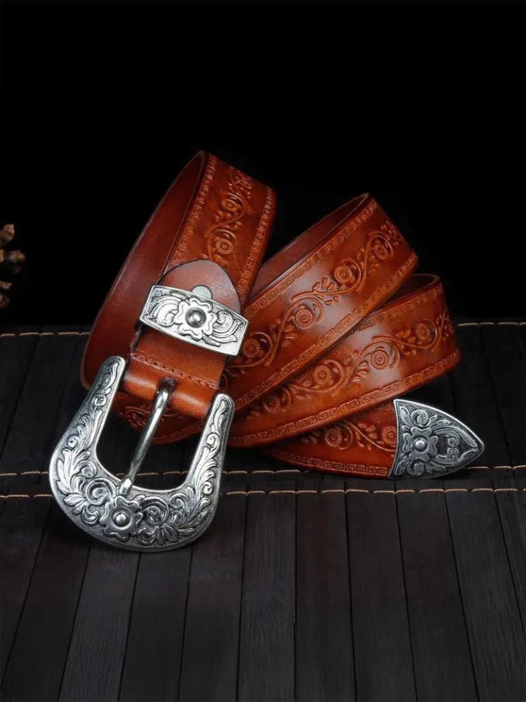 Elegant Western Leather Belt - Cross & Crown - Cross & Crown