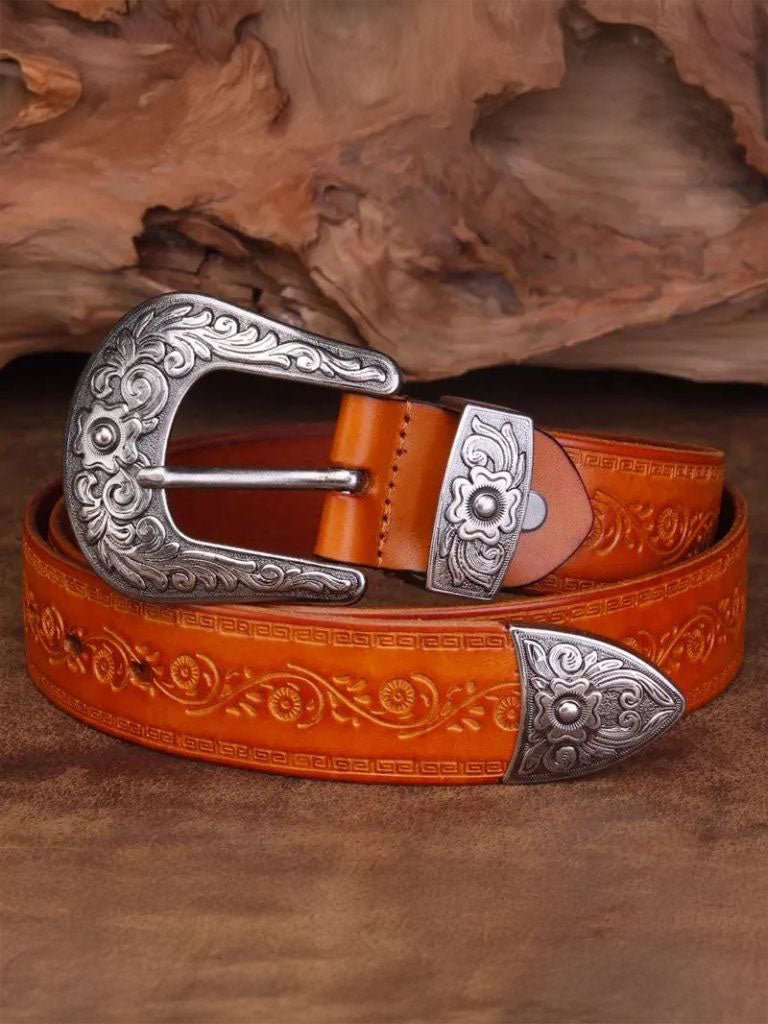 Elegant Western Leather Belt - Cross & Crown - Cross & Crown