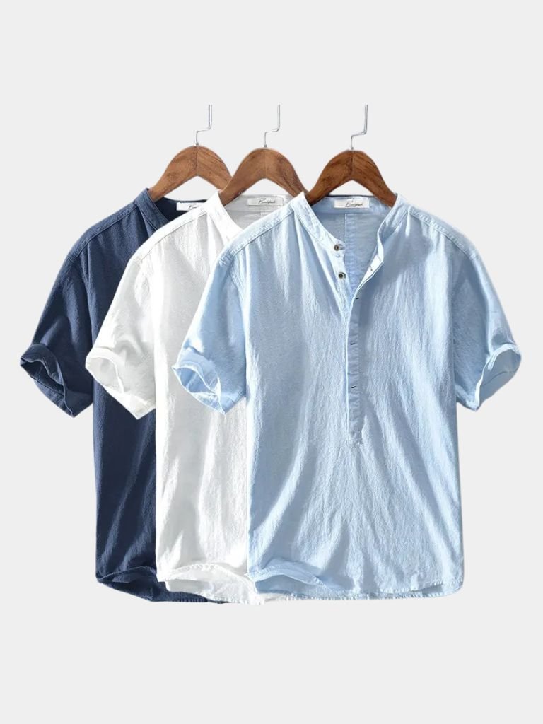 Essential Short Sleeve Linen Shirt - Cross & Crown - Cross & Crown