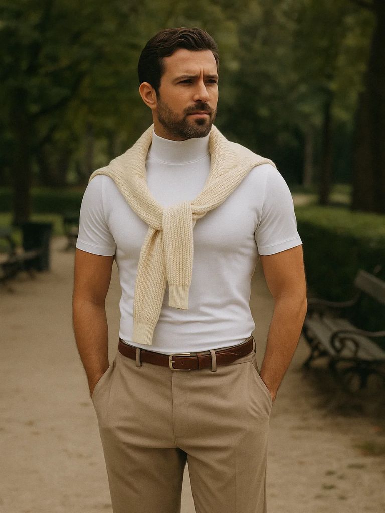 Solid Casual Turtle Neck T-Shirt - Cross & Crown - Cross & Crown