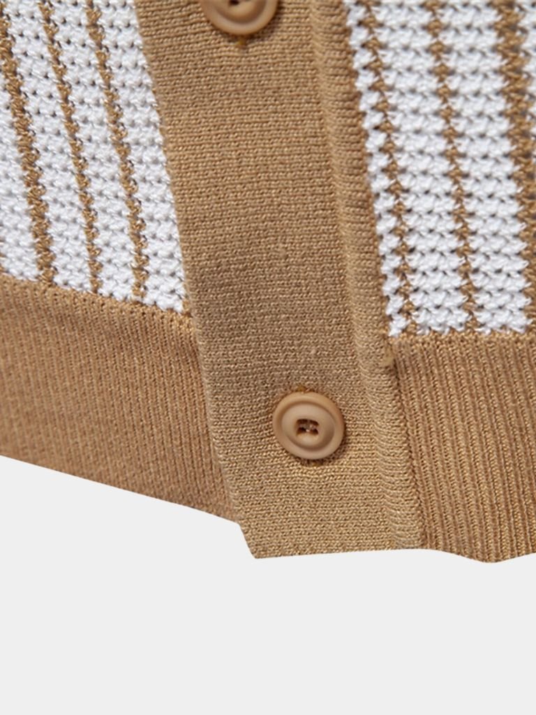 Striped Knit Polo Shirt - Cross & Crown - Cross & Crown