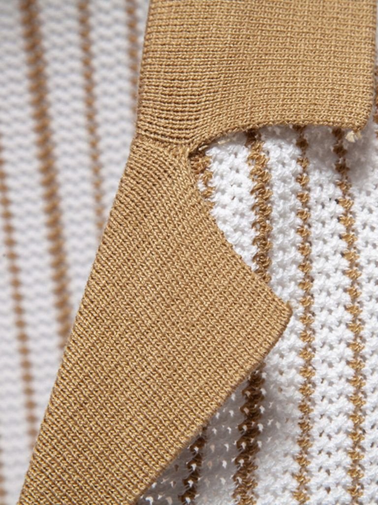 Striped Knit Polo Shirt - Cross & Crown - Cross & Crown