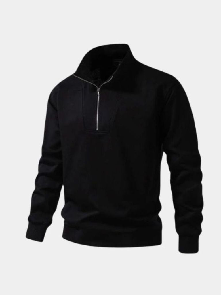 Zip Black Lapel Sports Hoodie Sweatshirt - Cross & Crown - Cross & Crown