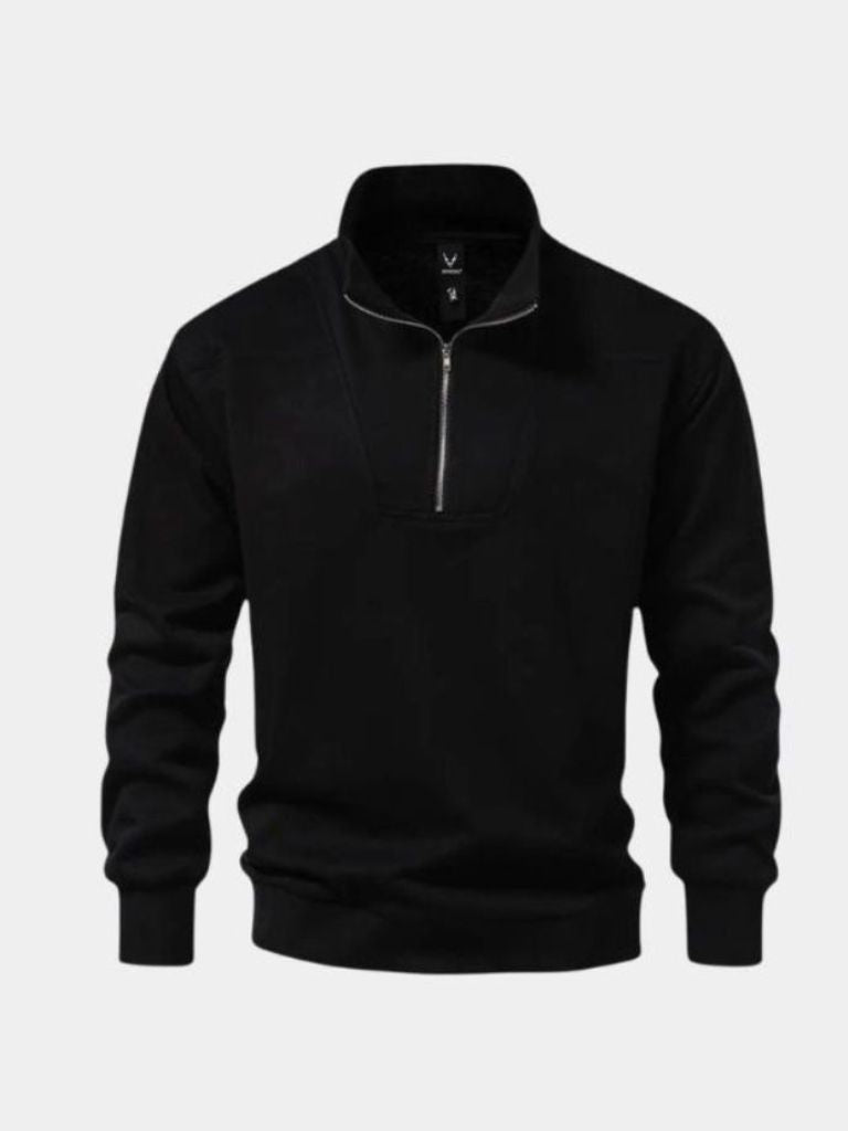 Zip Black Lapel Sports Hoodie Sweatshirt - Cross & Crown - Cross & Crown